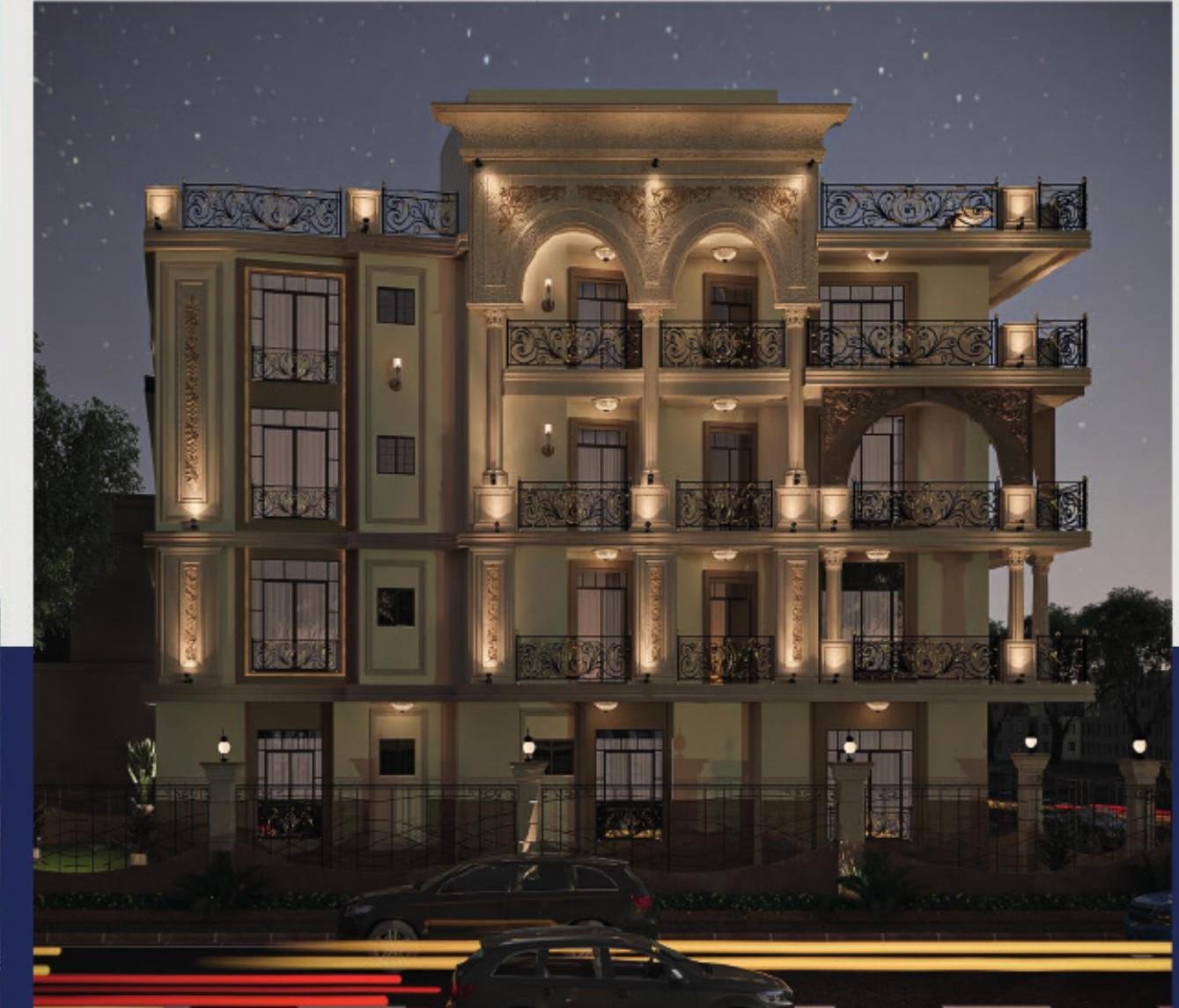 J-168 — North Rehab — Main facade at night