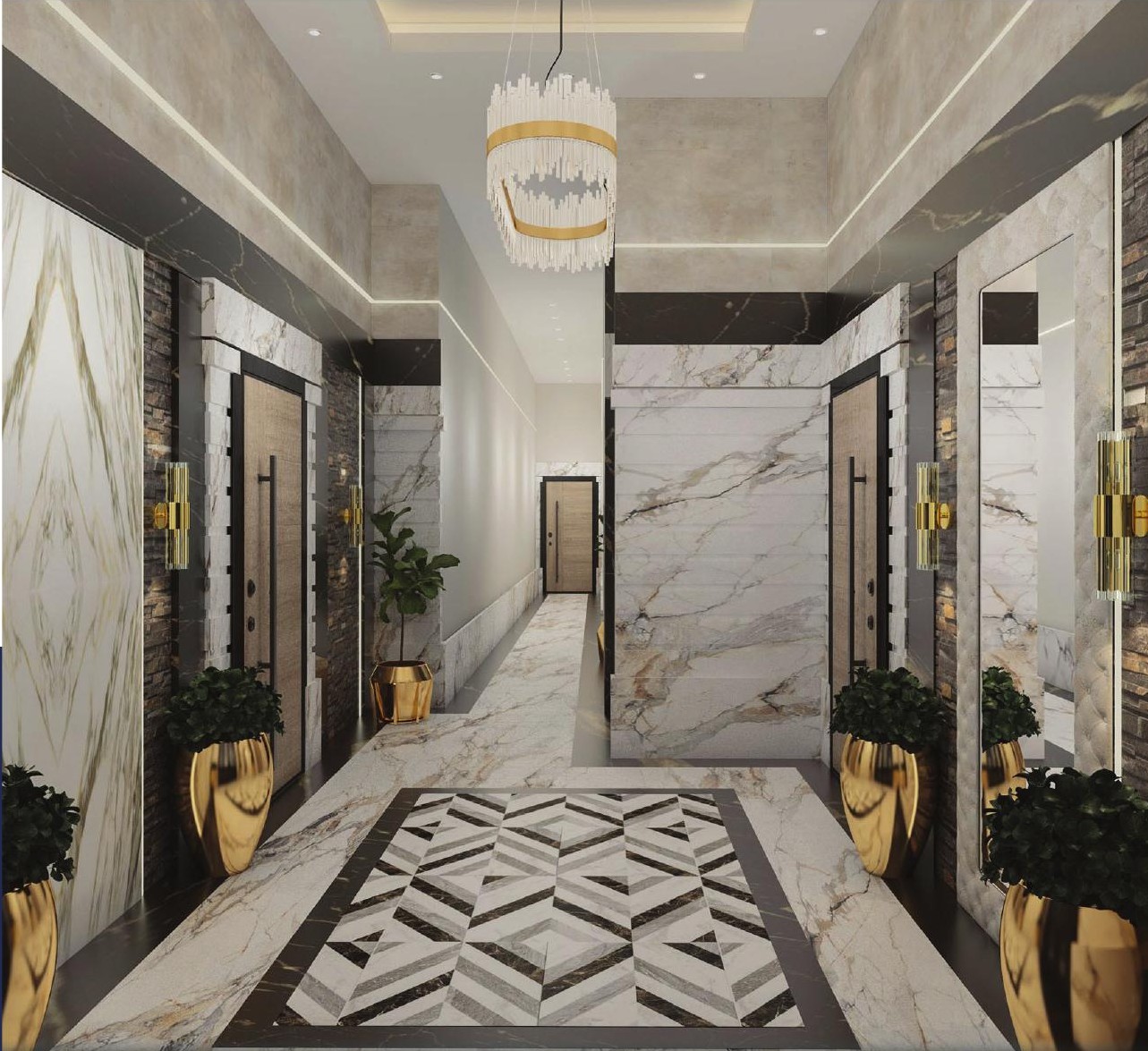 I-16 — Beit Al Watan — Corridor & apartment doors