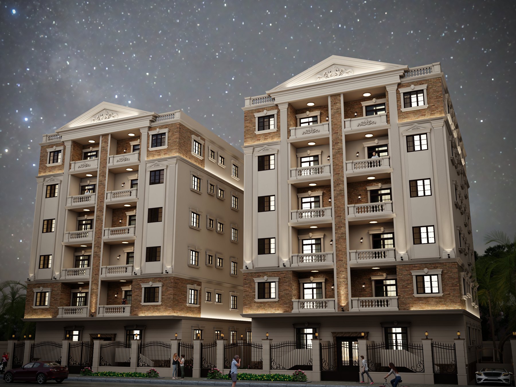 NB 26 — Mini Compound NB 26+27 — Facade study — balconies and cornices
