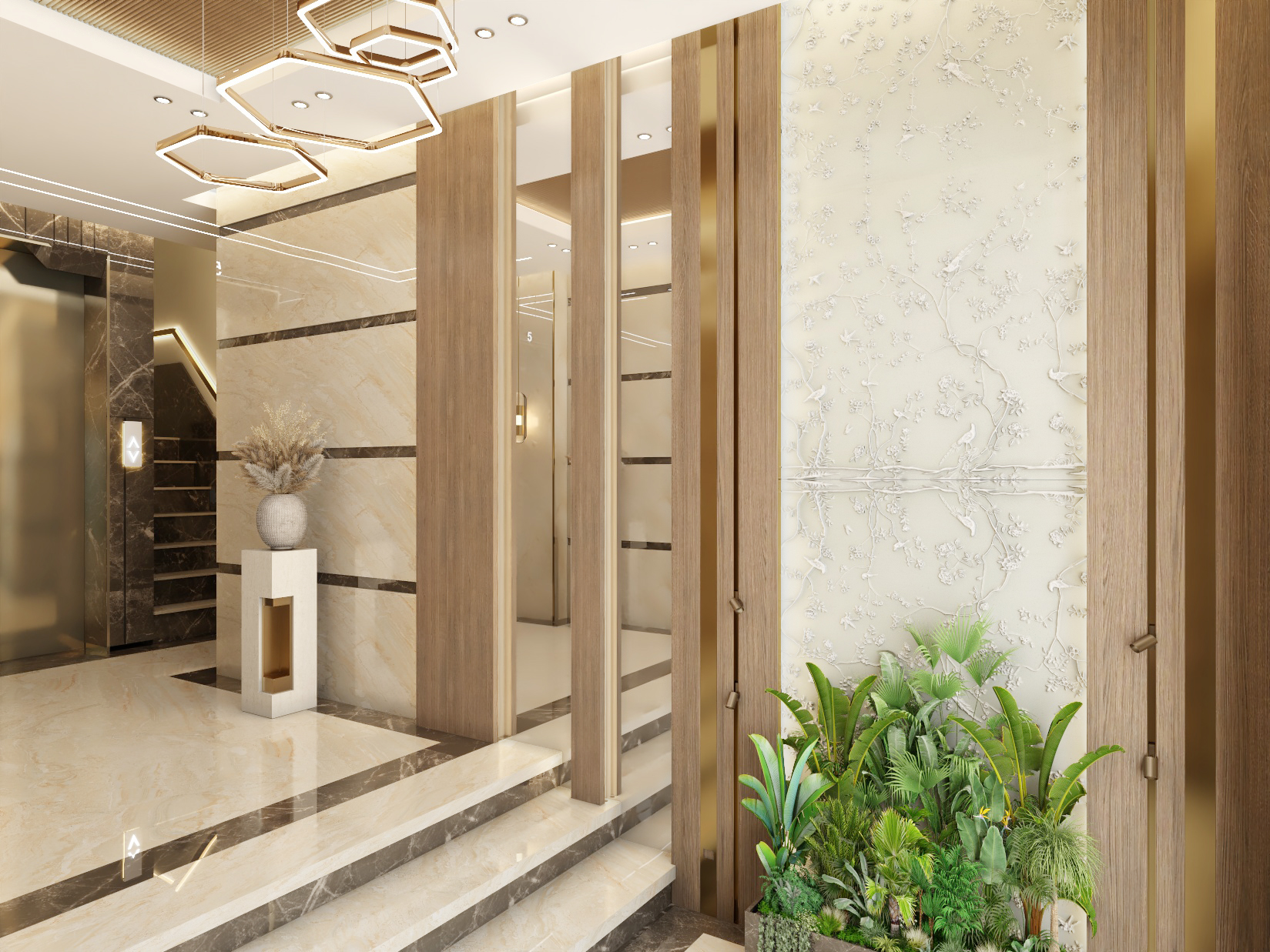F-140 — New Cairo — Entrance lobby with staircase