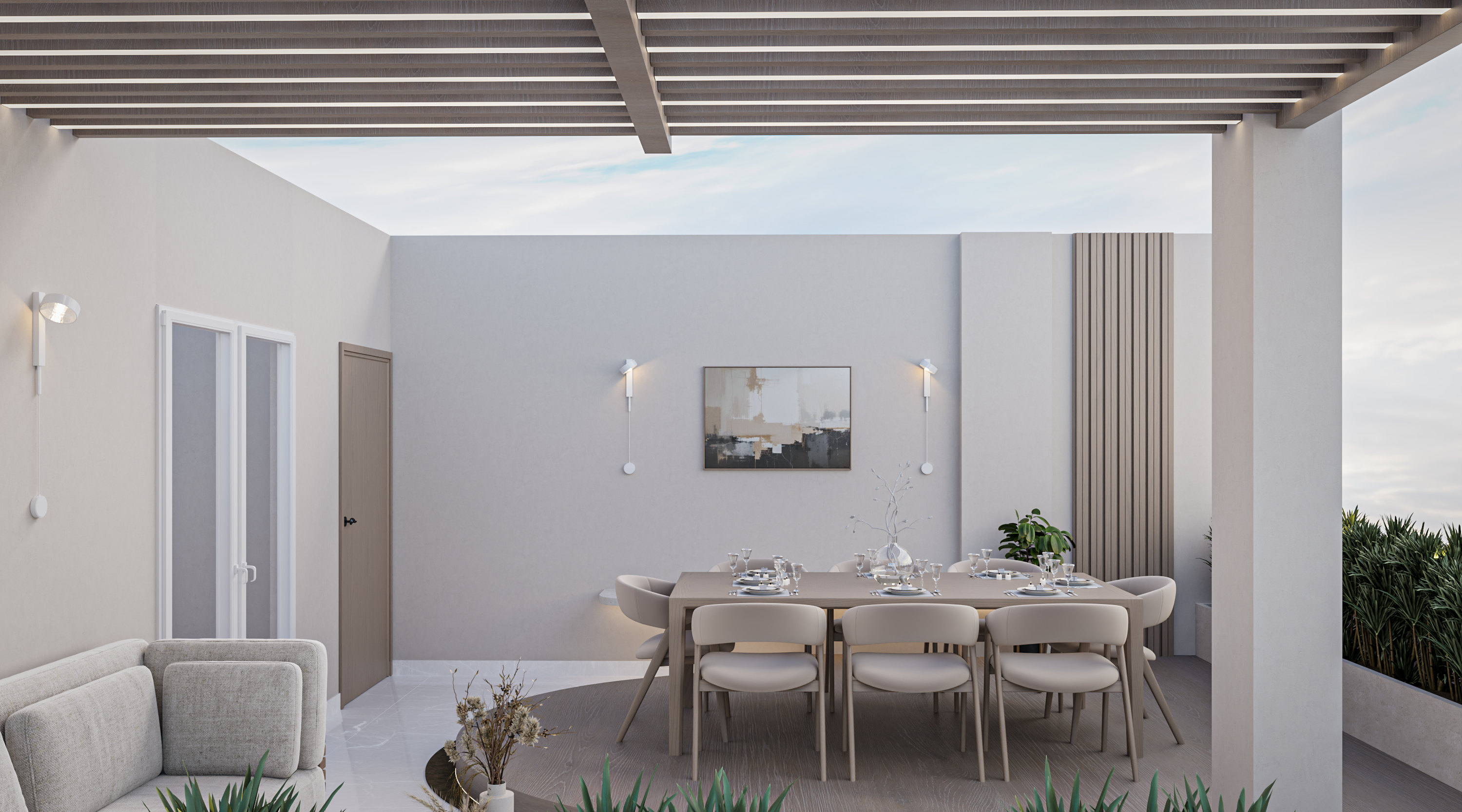F-140 — New Cairo — Roof terrace — open-air dining area