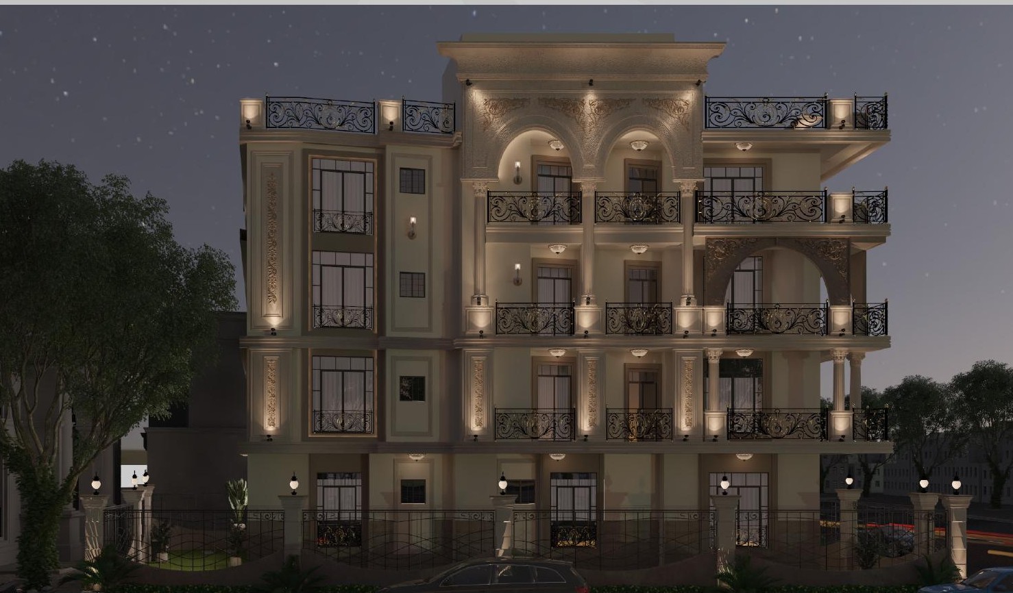 J-162 — Beit Al Watan — J-162 facade at night